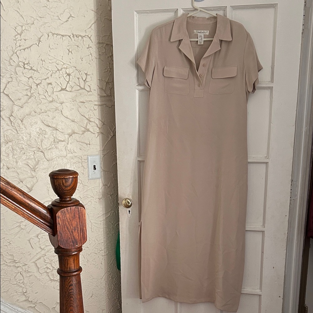Jones & Co Beige Maxi silk Polo Dress